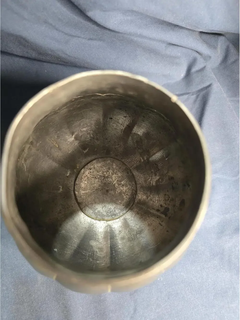 Vintage Brass Copper Patina Ribbed Vase 6